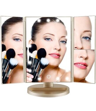 Fuegobird Fuegobird Make Up Spiegel met Verlichting - Dimbaar- Vanity - Voor Makeup - Incl. 10x Vergroting - met Organizer - LED