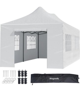 LifeGoods LifeGoods Partytent - 3x6 m - Zijwanden - Easy Up - Wit