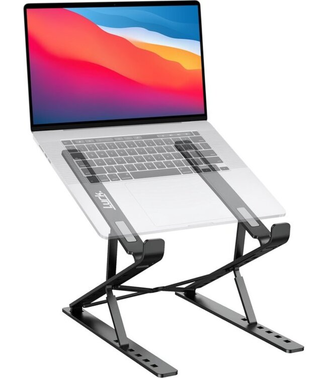 LURK® laptop standaard verstelbaar – Ergonomische Laptophouder – Opvouwbaar – Notebook/boek/tablet – Aluminium – 11 t/m 17 inch - Zwart