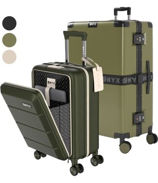 ONYX® ONYX® Handbagage met voorvak en Check-in koffer - Kofferset 35L/100 L - TSA slot - Lichtgewicht Trolley - Aluminium sluiting - Groen