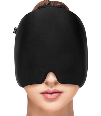 Saaf Migraine Muts - One-size - Hoofdpijn Masker - Icepack Cap - Slaapmasker - Zwart