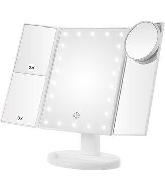 Saaf Saaf Make Up Spiegel - 2x, 3x en 10x Vergroting - Hollywood Spiegel met LED Verlichting - Wit