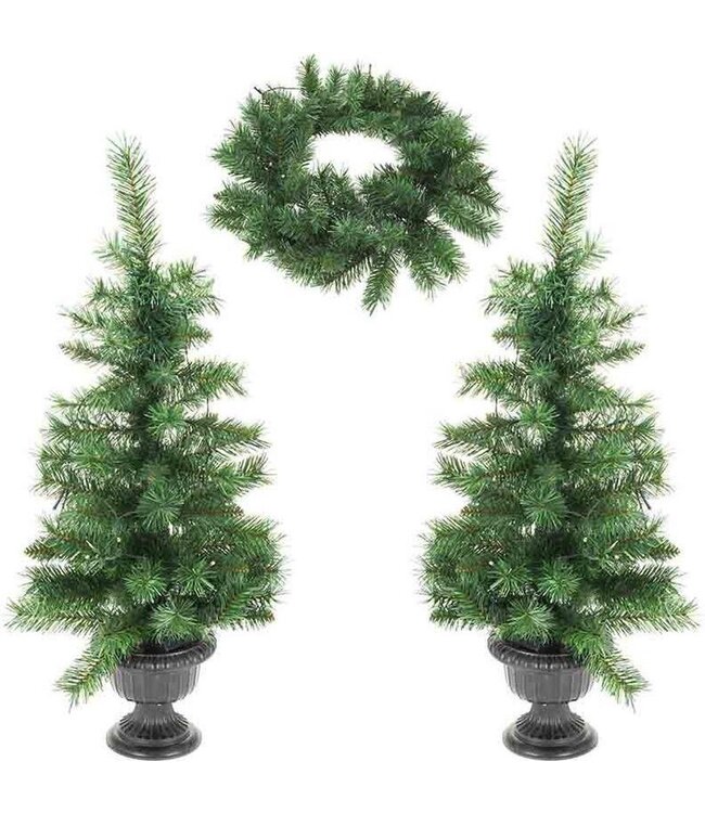 Generic Kerstbomen en kerstkrans met LED - set van 3 stuks