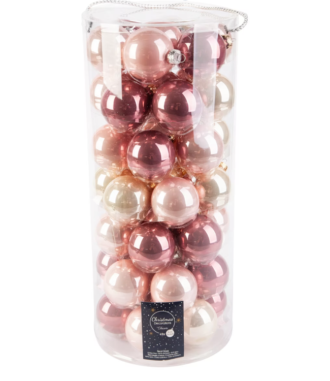 Decoris | Betoverende Kerstballen Mix (Set van 49) - Roze