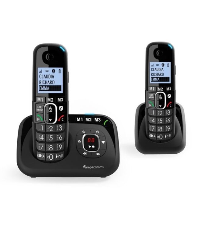 Amplicomms BT1582 draadloze duo huistelefoon voor de vaste lijn - Ongewenste bellers blokkeren  - 3 directe geheugen toetsen - handenvrij bellen