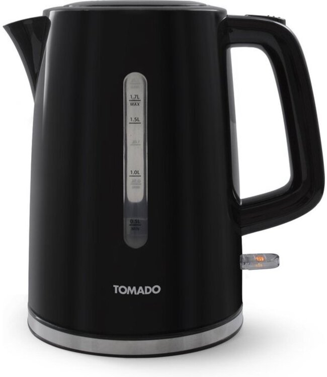 Tomado TWK1701B - Kunststof waterkoker – 1,7 liter - Waterniveau indicator - Uitneembaar Kalkfilter - 2200 watt - Zwart