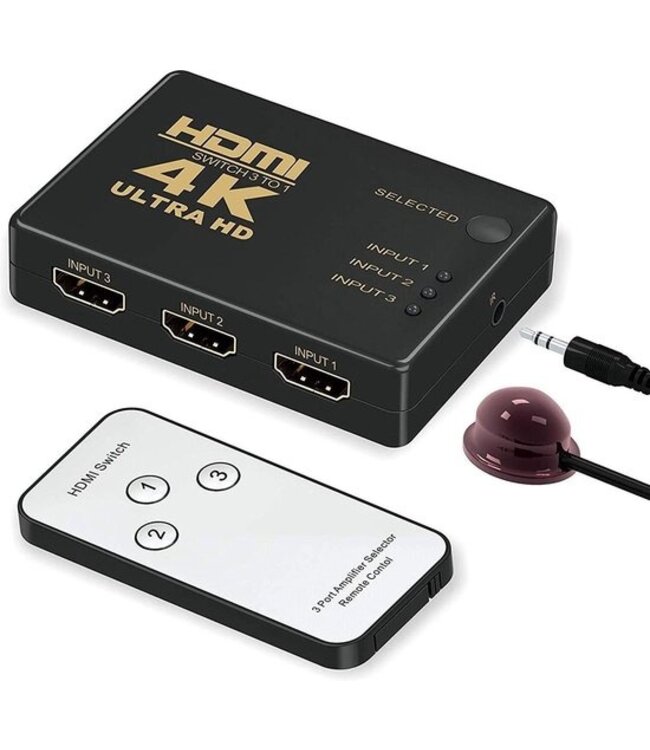 HDMI Switch 3 Poorts met afstandsbediening Ultra HD 4k 3D