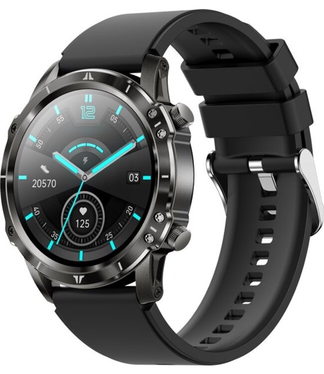 Nuvance - Luxe Smartwatch - voor Dames en Heren - Android en iOS - 45mm - CF89 - Touch Screen - IP67 Waterdicht - Smartwatches voor Kinderen - Zwart