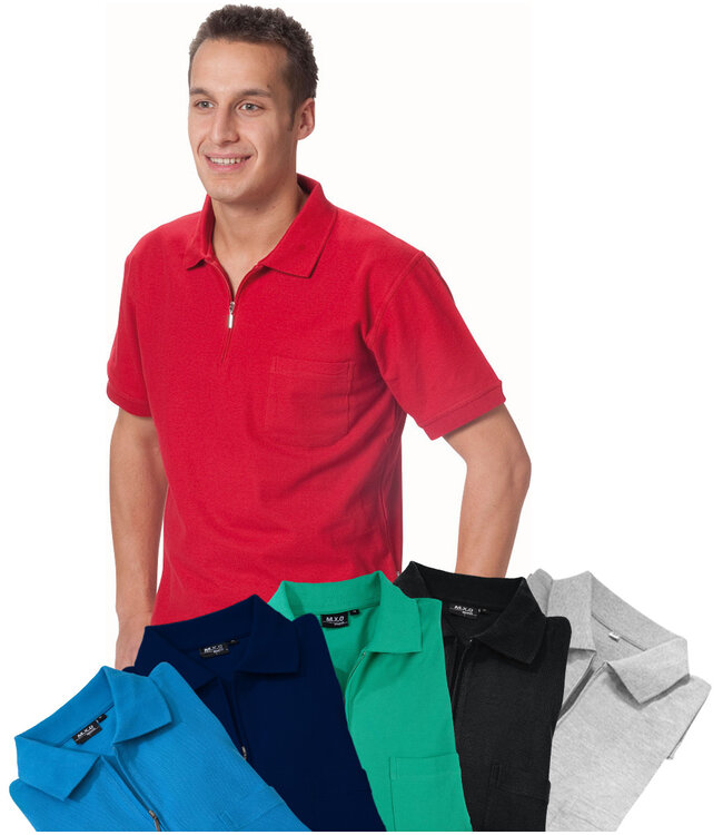 Poloshirt heren met ritssluiting rood maat XXL