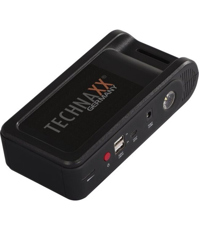 Technaxx TX-218 - Multifunctionele Jumpstarter en Powerbank - 12000mAh batterij - 2x USB-A uitgang - LED lamp - Zwart