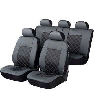 Walser Auto stoelbeschermer Durham met Zipper ZIPP-IT Deluxe Autostoelhoes, set, 2 stoelbeschermer voor voorstoel, 1 stoelbeschermer voor achterbank grijs