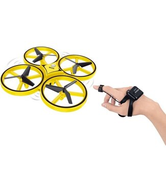 Denver Denver Mini Drone voor Kinderen en Volwassenen - 30m Bereik - Handbesturing -  LED Licht - DRO170 - Zwart/Geel