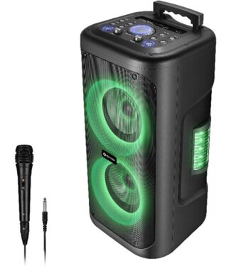 Denver Denver Karaoke Set Incl. Microfoon - Discolichten - Bluetooth Speaker Party Box - Micro SD / USB / AUX - TSP353 - Zwart
