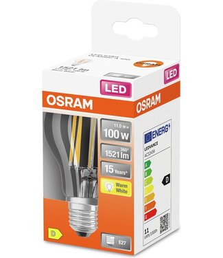 Osram OSRAM 4058075124707 LED-lamp Energielabel D (A - G) E27 Peer 11 W = 100 W Warmwit (Ø x l) 60 mm x 105 mm 1 stuk(s)