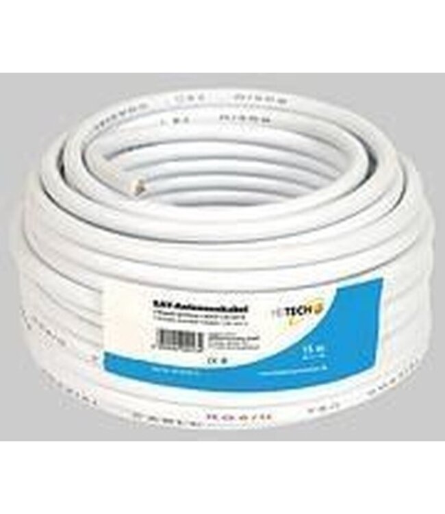 Heitech SAT-aerial Cable, 15m coax-kabel Wit