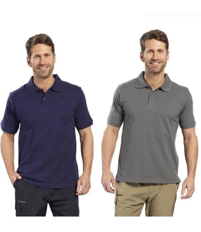 Poloshirt heren met knoopsluiting grijs/groen maat XL