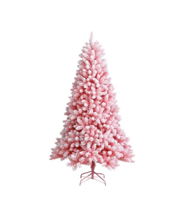 Coast 180 cm besneeuwde kunstmatige kerstboom met 920 takken en metalen standen roze