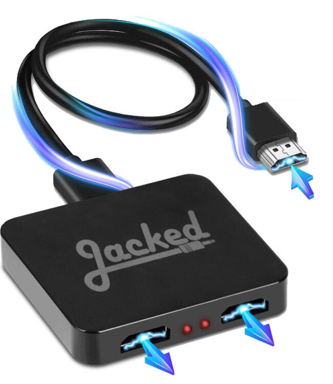 Jacked HDMI splitter 1 in en 2 uit 4K - zwart