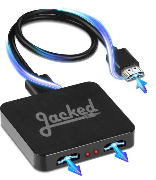 Jacked Jacked HDMI splitter 1 in en 2 uit 4K - zwart