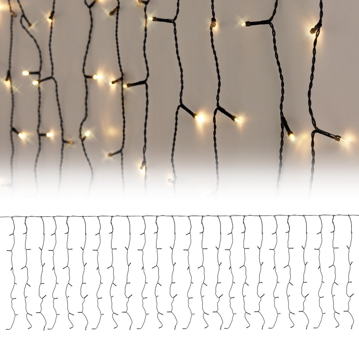 Ijspegelverlichting lichtsnoer -189 led lampjes - warm wit - 200 cm - kerstverlichting