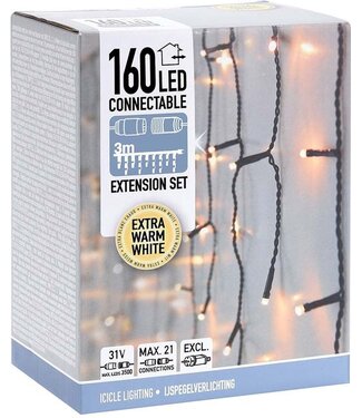 Nampook Koppelbare IJspegelverlichting - 160 LED - 3m - warm wit binnen/buiten verlichting