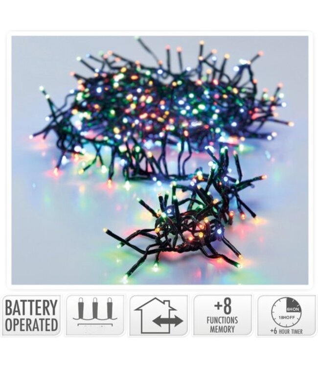 Clusterverlichting 192 led - Kerstverlichting- 1.4m - multicolor - Batterij - Lichtfuncties - Geheugen - Timer