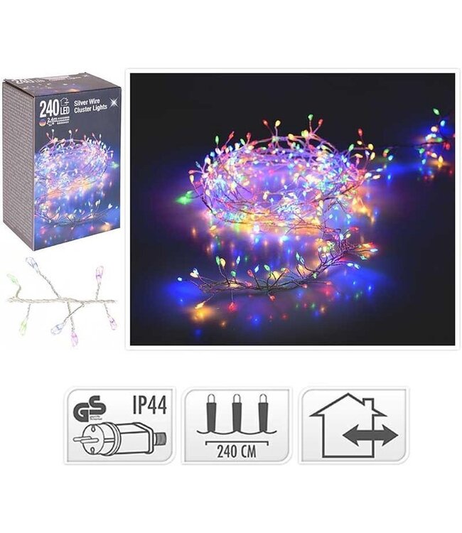 Zilverdraad - cluster - 240LED - multicolor