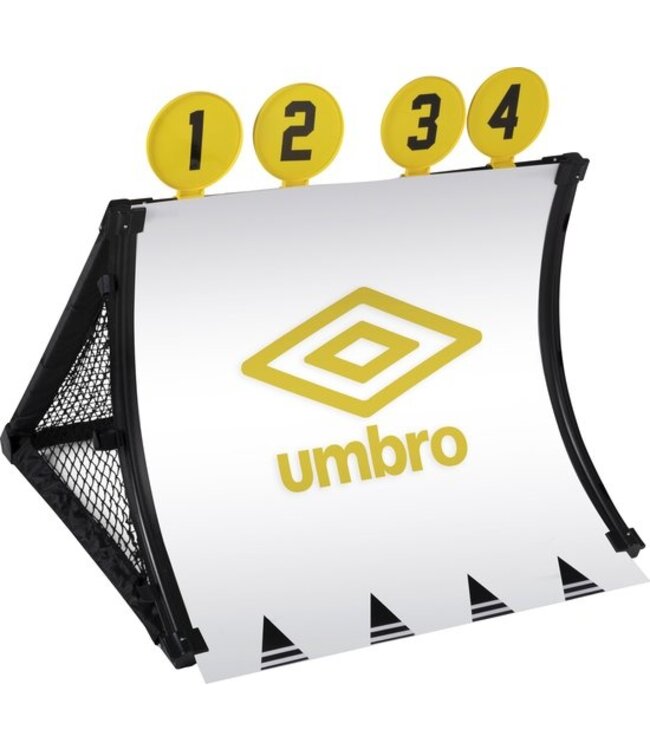 Umbro Voetbaltrainer 4-in-1 - Rebounder - Voetbaldoel - Schuine Wand - Richting Schieter - 75 x 58 x 78 CM - Zwart/Geel