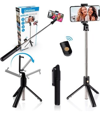 Grundig Grundig Selfie Stick en Statief voor Smartphone - Bluetooth - met Afstandsbediening - 120° Draaibaar