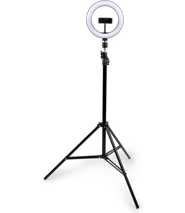 Grundig Selfie Ringlamp - met Statief - 210 cm - 3 Warmte- en Lichtstanden - Social Media en Vlogs - USB - Smartphone