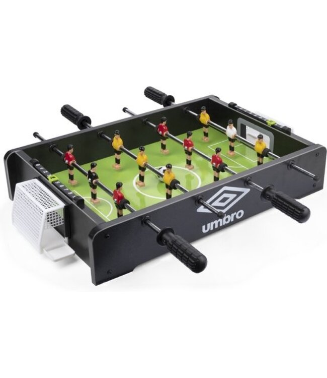 Umbro Tafelvoetbal - Tafelmodel - met 12 Spelers - Incl. 2 Mini Voetballen - Tafelvoetbalspel - Zwart