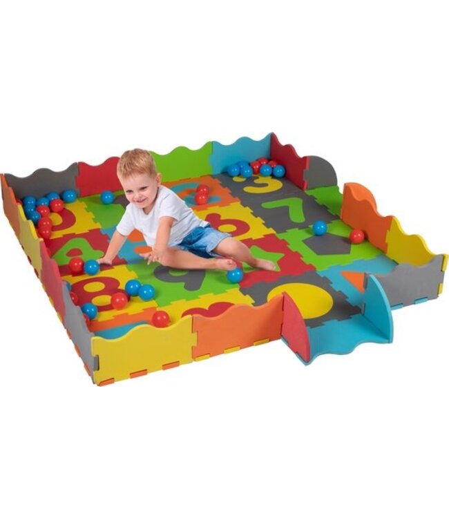 Let's Play Ballenbak Foam INCL 40 ballen - Speelmat, Puzzel en Ballenbak - 146x146cm