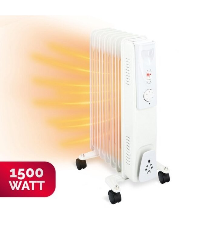 Alpina Olieradiator - Elektrische Bijverwarming - met Thermostaat - Tot 5m² - 1500 Watt - Wit