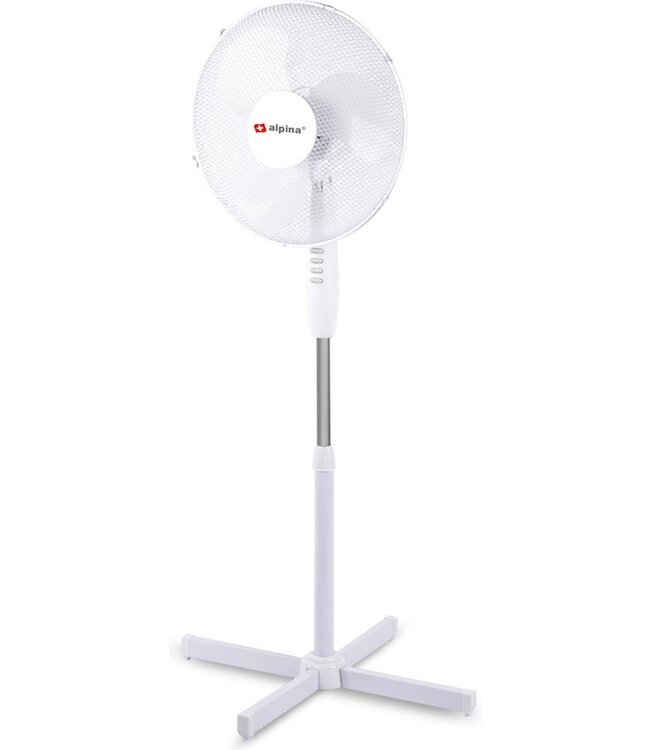 Alpina ventilator - Staand - Ø 40 cm - Kantelbaar - Zwenkfunctie - Wit