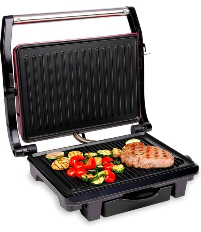 alpina Contact Grill - Tosti IJzer - Anti-aanbaklaag - 1000W - Zwart/Rood