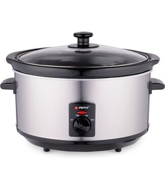 Alpina Alpina Slowcooker - 3.5 Liter - Keramische Binnenpan - 3 Warmtestanden - RVS