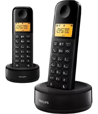 Philips Philips D1602B/01 Huistelefoon - DECT Telefoon - 2 Handsets - Zwart