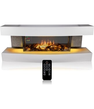 Classic Fire Classic Fire Elektrische Sfeerhaard Montreal - Kachel 2000W - Haard met Schouw - LED Vlammen - Wit