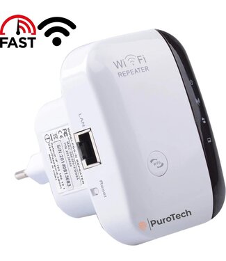 PuroTech PuroTech Wifi Repeater - Wifi Versterker Stopcontact 300Mbps - 2.4 GHz - Inclusief Internetkabel - Booster - Extender