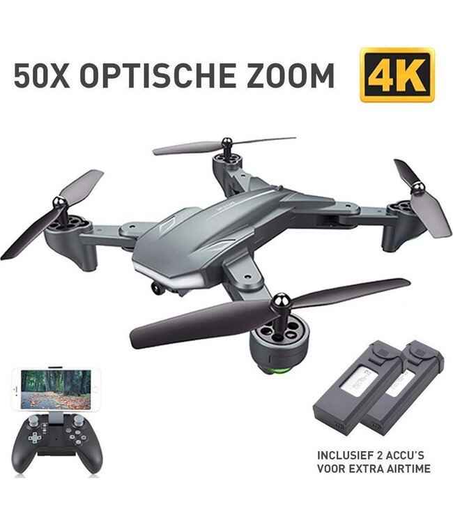Exilien Visuo Battleshark Drone -  4K Camera - 50x Optische Zoom - Wifi - 21 min. - Zwart