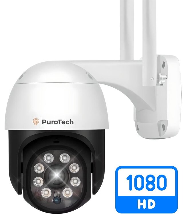 PuroTech PuroTech Beveiligingscamera PRO - Wifi Smart Waterproof IP66 - Draaibaar en kantelbaar - Voor Binnen & Buiten - Full HD 5MP - Dome IP Camera - Nachtzicht - Draadloos Internet - Met Recorder