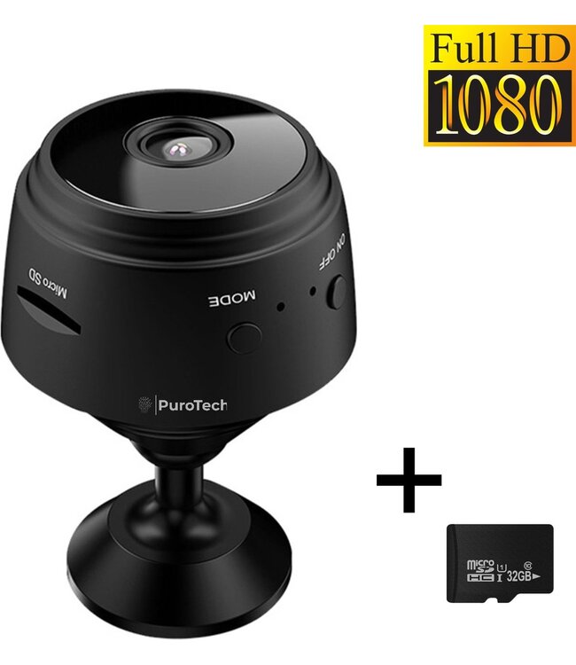 PuroTech PuroTech - Smart Spy Camera 300mAh - Verborgen Camera - Mini Camera - Spy Cam - WiFi 1080 HD - Incl. 32 GB SD Kaart - Beveiligingscamera