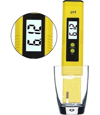 Merkloos Digitale PH Meter - Professionele Watertester - Geschikt voor Zwembad / Aquarium / Grond Onderhoud - PH Strips - Incl. Kallibratiepoeders - Geel