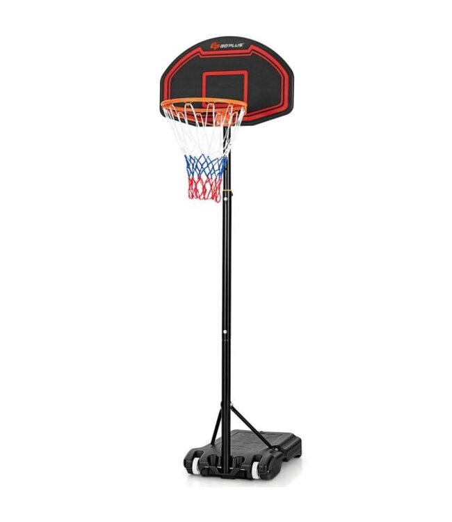 Coast Basketbalstandaard - Hoogte Versetlbaar - 192cm-247cm - Zwart/Rood