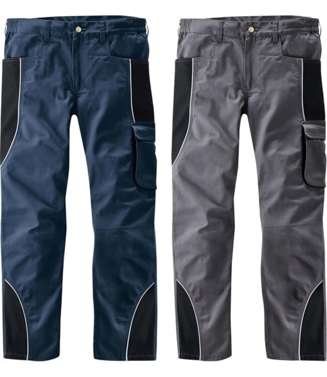 Tailleband broek met reflecterende biezen, kleur marine / zwart, maat 48
