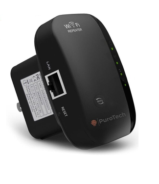 PuroTech PuroTech Wifi Repeater - Zwart - Wifi Versterker Stopcontact 300Mbps - 2.4 GHz - Inclusief Internetkabel - Booster - Extender