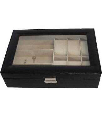 C.T. Horlogebox Voor 6 Horloges en 3 brillen - 8 cm x 30 cm x 20,6 cm