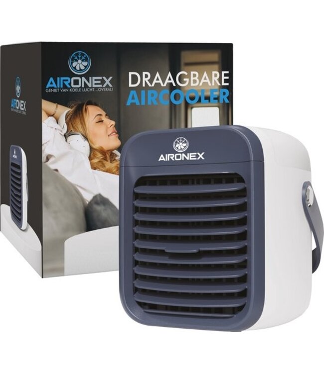 Draagbare Aircooler Blauw – Draadloze Luchtkoeler met water tank van Aironex – Luchtbevochtiger functie - Luchtkoeler geen airco –Tafelventilator - Ventilator Staand - Verhoog je productiviteit en nachtrust