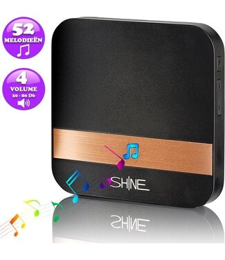 Shine SHINE Gong Video deurbel - Chime t.b.v. Maxi, Gologi, Living Needs, Aye Cam, Winnes, Zedar, Life Deco | Ontvanger met 52 Melodieën - Zwart