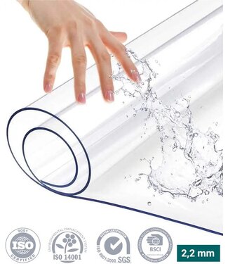 Homewell HOMEWELL Tafelbeschermer Transparant Glashelder 90x200cm - Doorzichtig Tafelzeil - Tafelkleed - Anti Slip en Hittebestendig - 2,2 mm